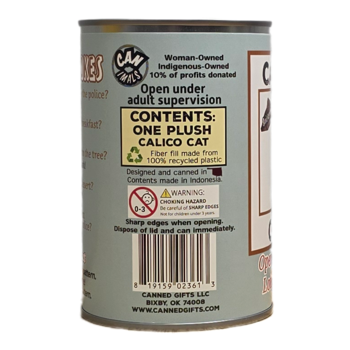 Canned Gifts - Wholesale Stuffed/Plush Toy - Kids & Baby - Canned Calico Cat | Stuffed Animal Cat Plush w/Jokes3