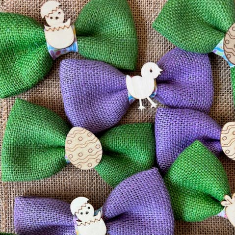 Easter Bundle With Wood Accent Centers Purple & Green Burlap for wholesale by DOG BOW TIES