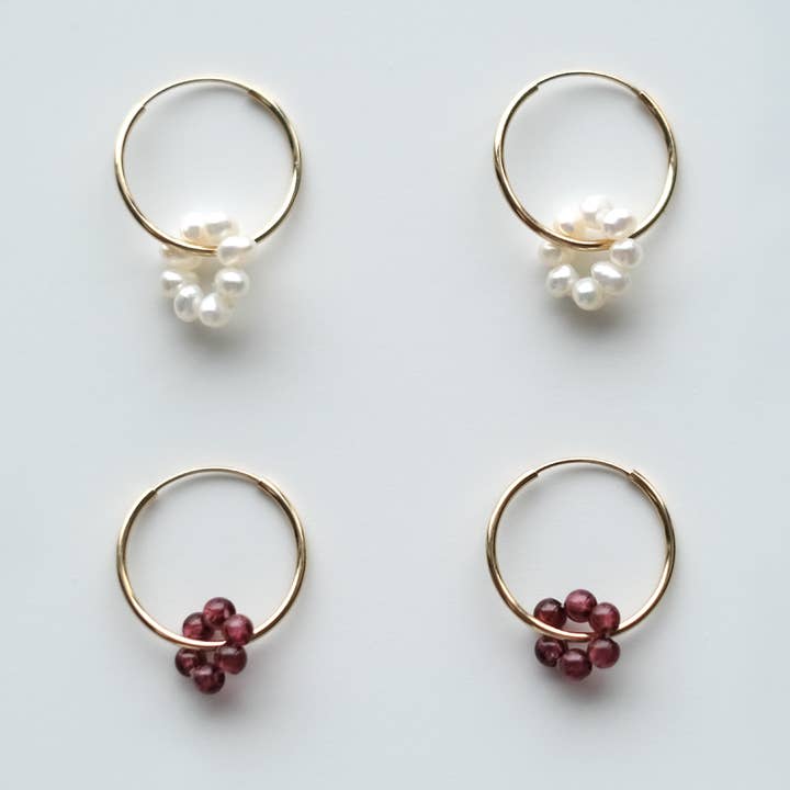 14K Gold Gemstone Hoop Earring for wholesale by Object Flux
