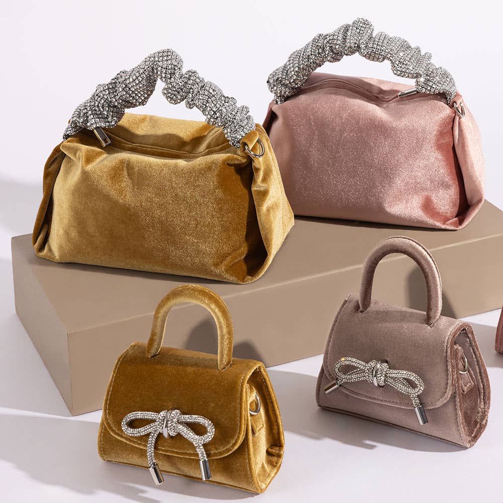 Melie Bianco - Vente Sac à main avec poignée sur le dessus – femme - Petit sac à poignée en velours doré de Sabrina10