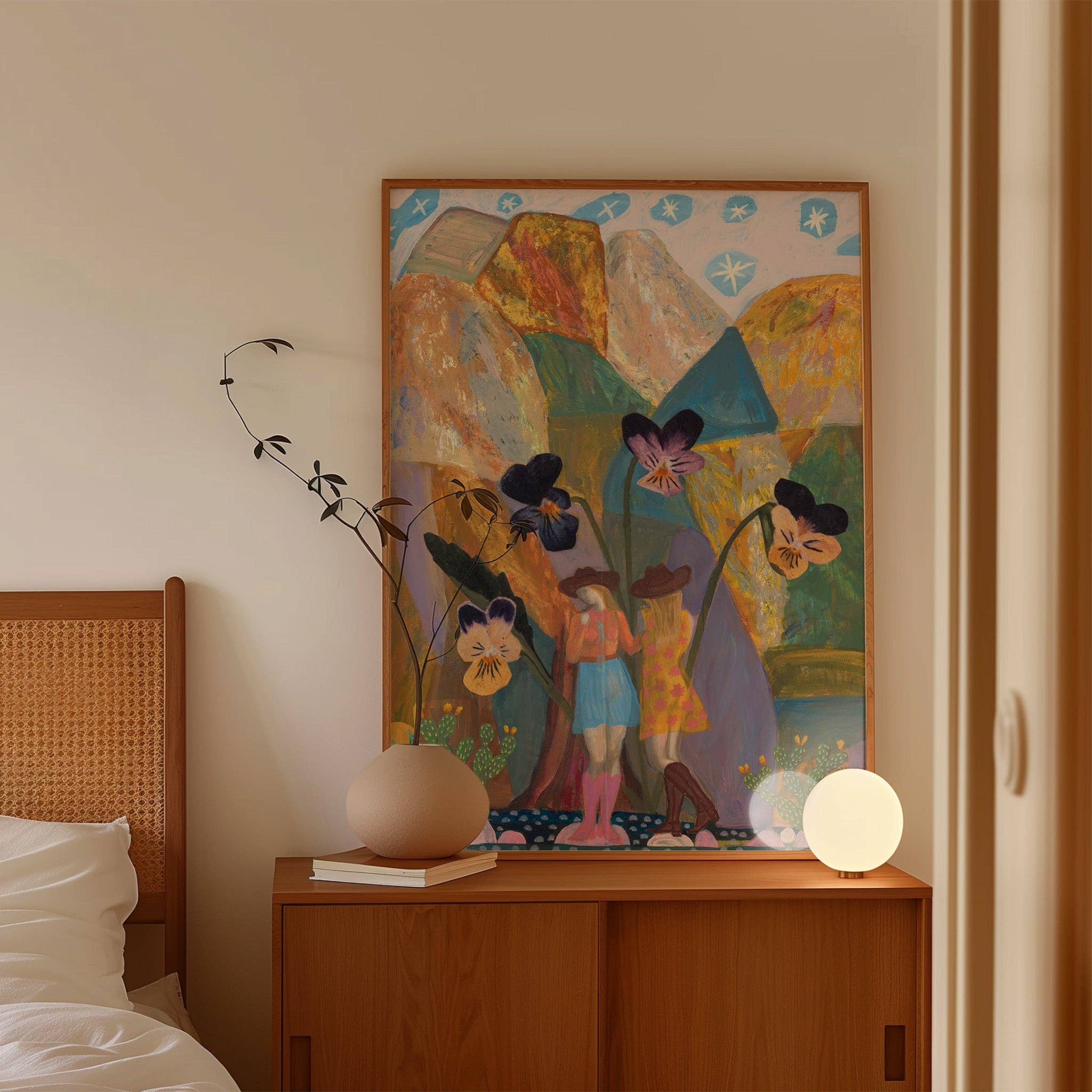 El Baker Art - Wholesale Art Print - Cowgirl Collage Print | Colorful Pansies Poster - Vintage Western Wall Art8