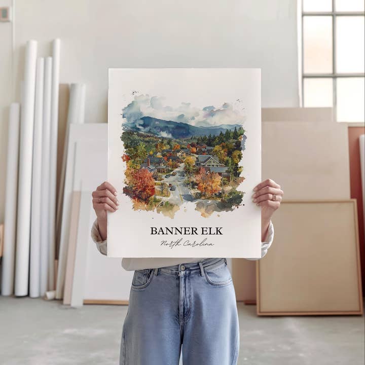 Premium Travel Art - Wholesale Art Print - Banner Elk NC Wall Art, Blue Ridge NC Print, North Carolina Watercolor, Banner Elk NC Gift, Travel Print, Travel Poster, Housewarming Gift2
