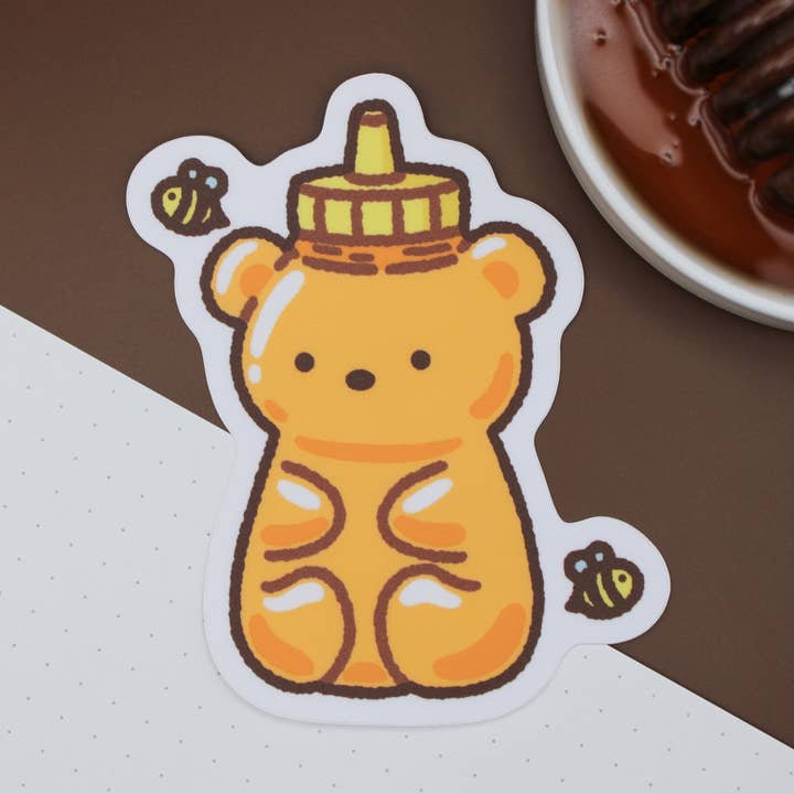 Beary Honey Bottle • Vinyl Sticker for wholesale by Sam’s Scribbles