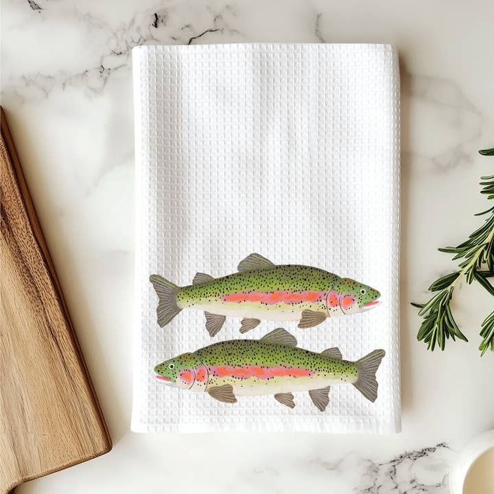 MerikaArt - Wholesale Tea Towel - Rainbow Trout Kitchen Towel3