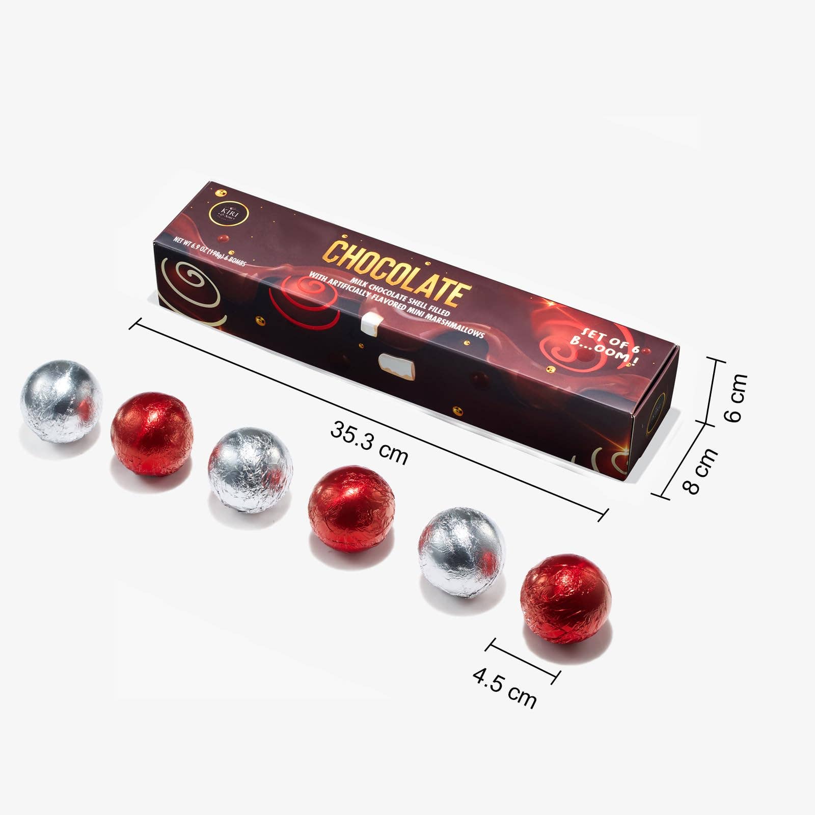 The Wine Savant /  Khen Glassware – Caixa de chocolate por atacado – Conjunto de 6 Bolas de Chocolate Quente - Sabor Chocolate Negro4