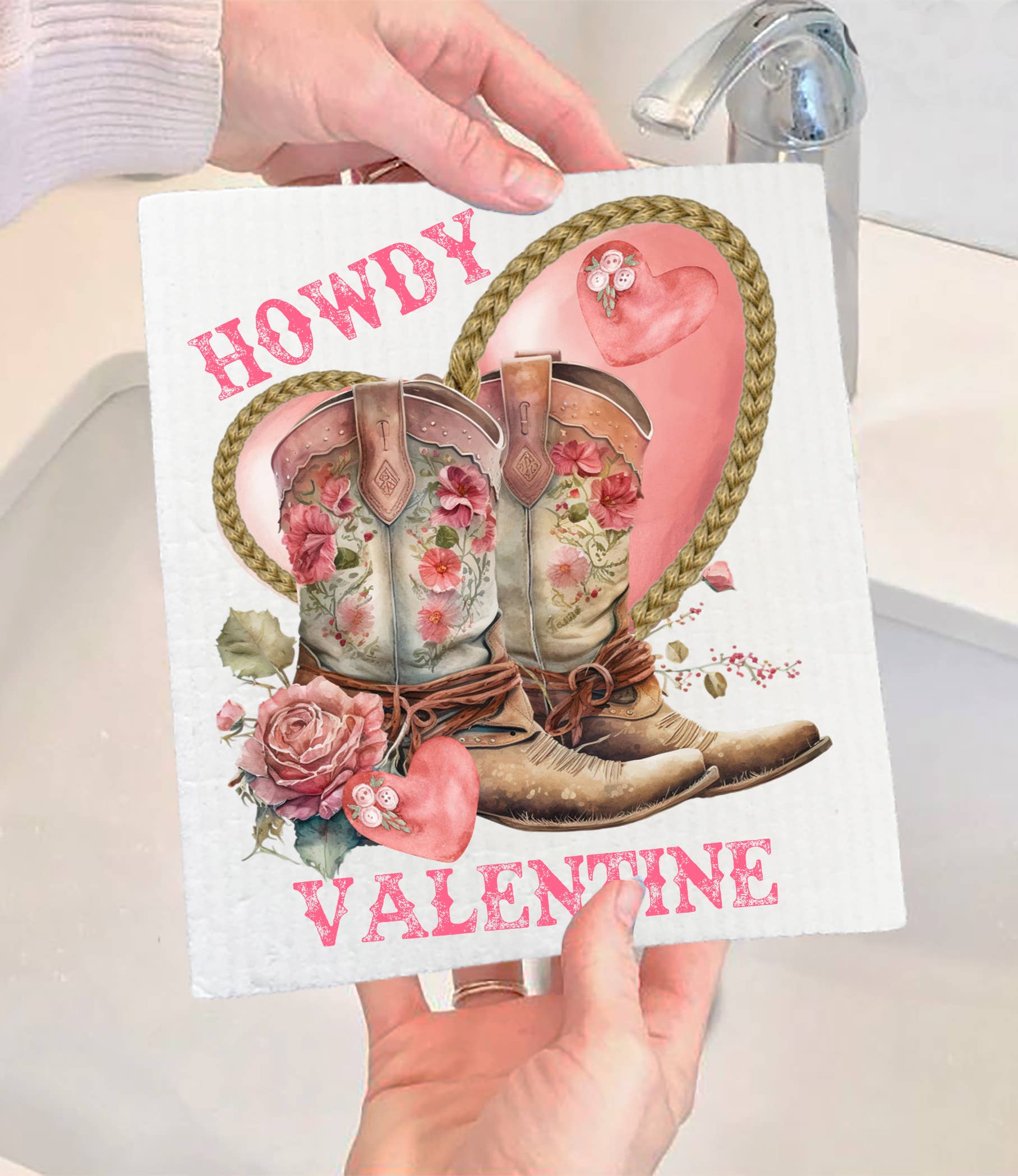 Avery Lane Gifts - Vente Torchon - TORCHON SUÉDOIS Howdy Valentine Cowboy Boots