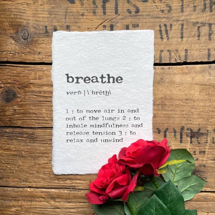 impression Breathe Definition sur papier fait main pour la vente par Alison Rose Vintage