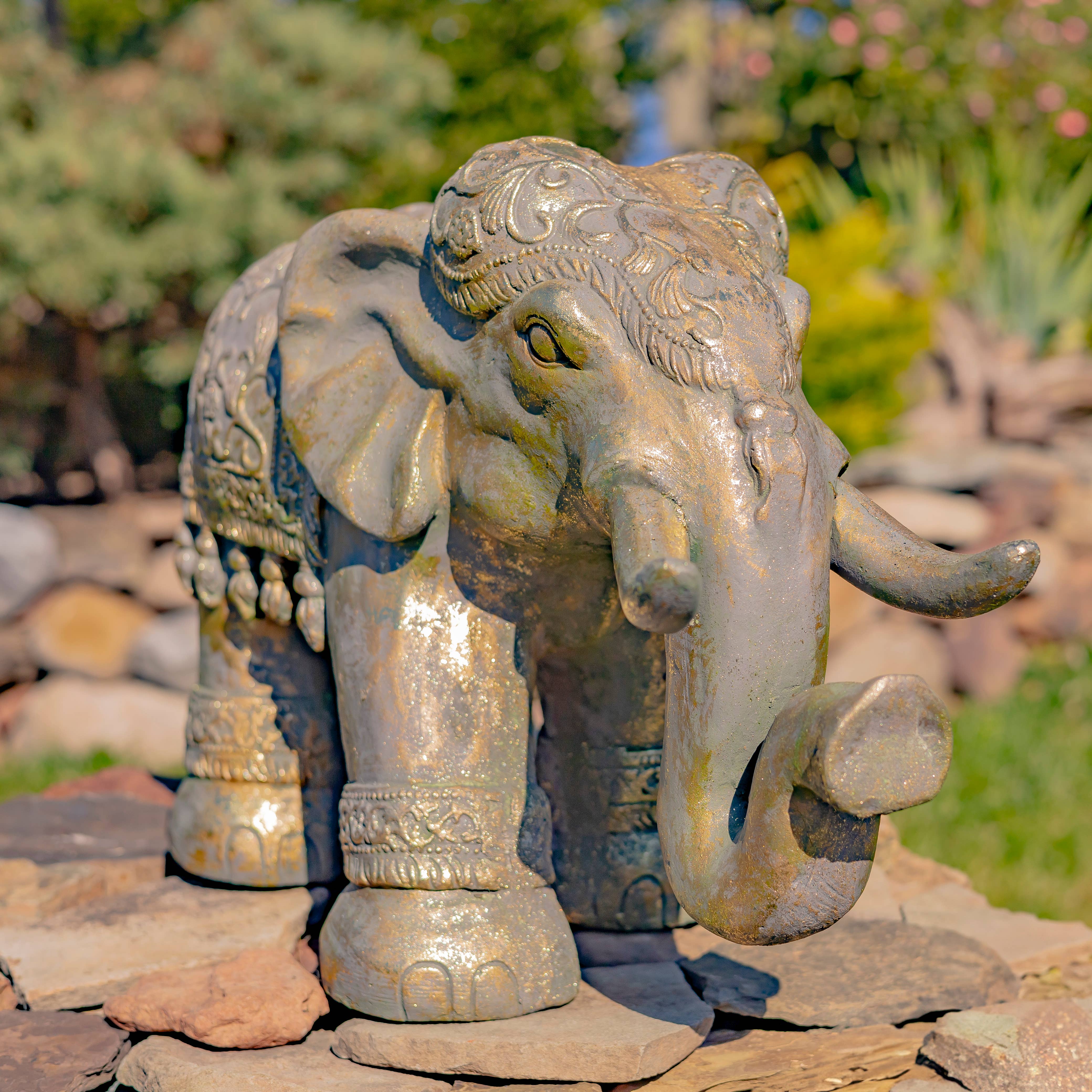 Zaer Ltd. International - Wholesale Outdoor Ornament/Decor - Magnesium Boho Elephant Statue- 3 Color Options9