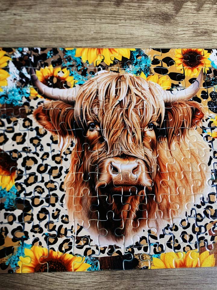Cow Head Sunflower Puzzle for wholesale by AK & Company