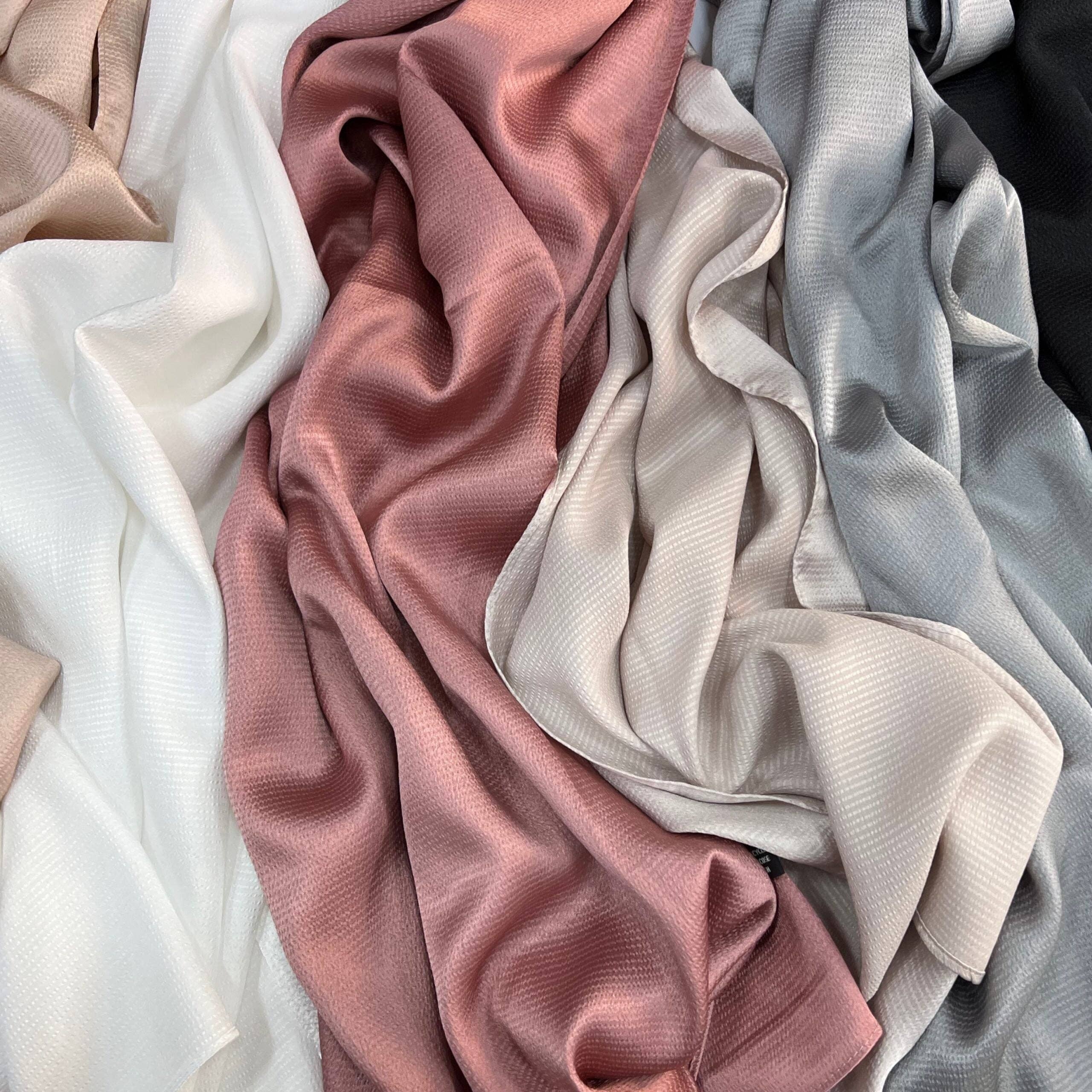 Lili Scarves (US Duty Free) - Wholesale Scarf - Women's - Hammered Grained Satin Plain Scarf - 8 Colours1