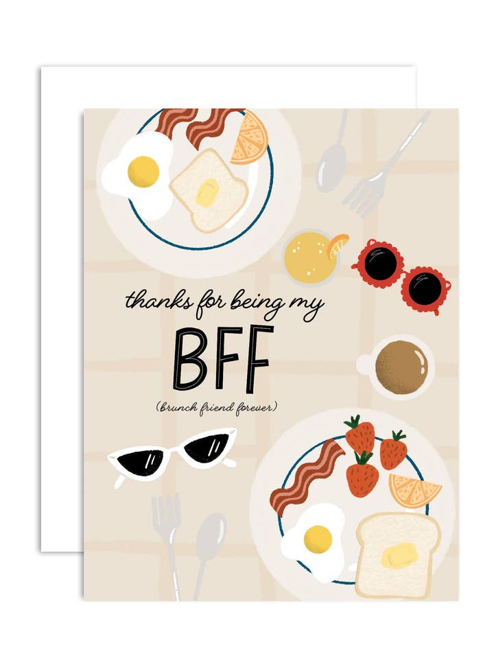 BFF (Brunch Friend Forever) - Punny Friendship Greeting Card for wholesale by peach & paperie