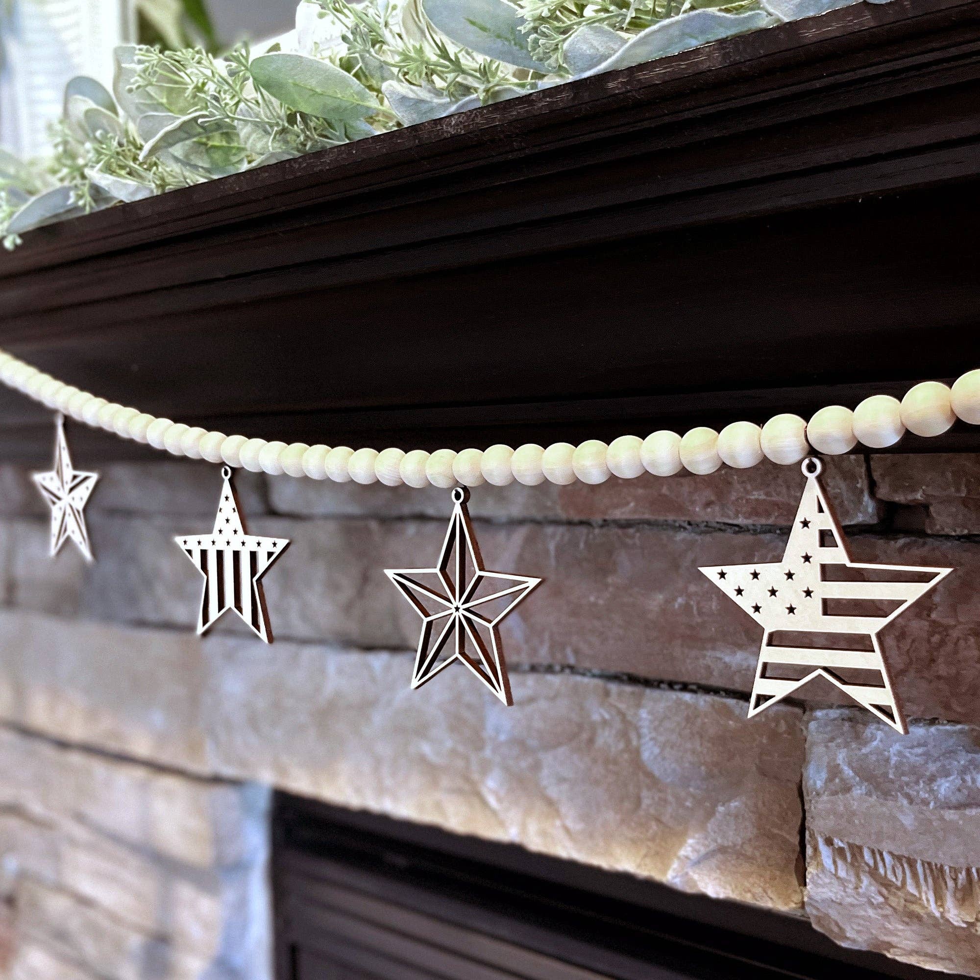 Inspired Indigo - Wholesale Bunting/Garland - Barn Star Wood Garland5