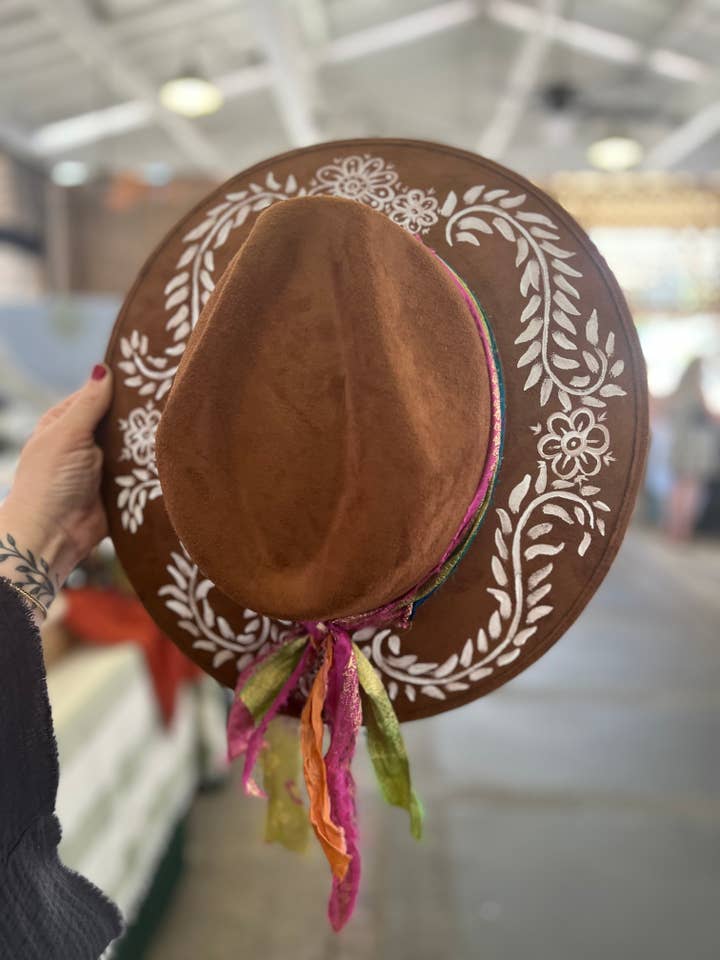 Bonita Painted Hat (5-7Day turn around) for wholesale by Riddle Boutique