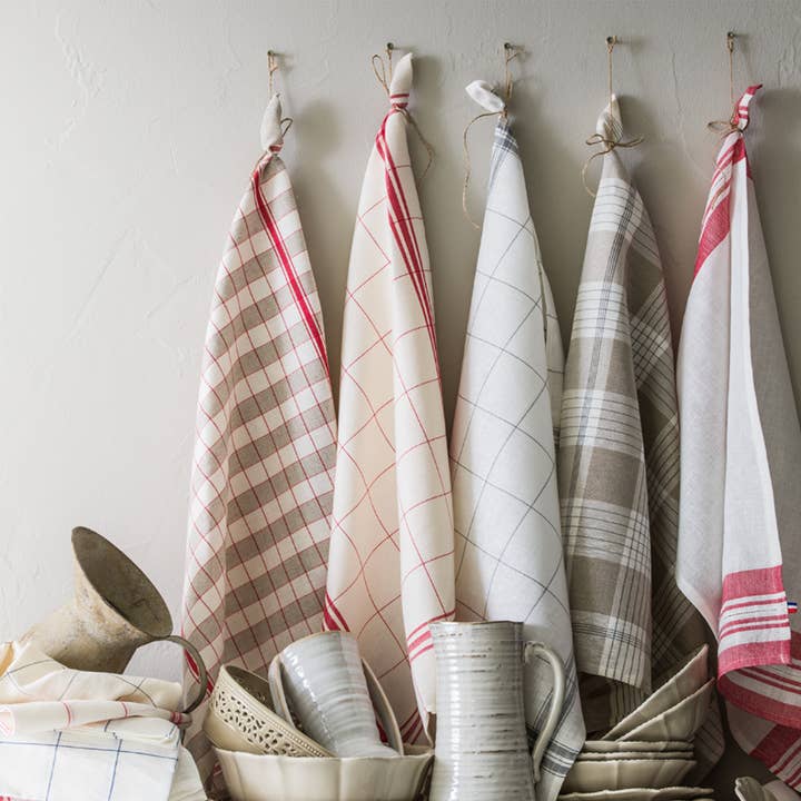 Bocage Red Linen Tea Towel By Coucke France for wholesale by Maison Otto French Lifestyle Distribution