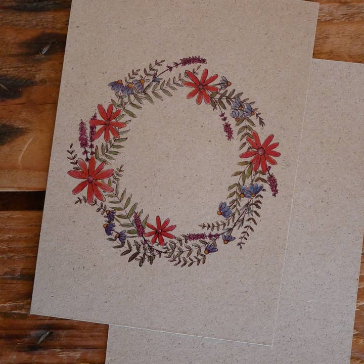 Græspapir kort blomst krans for engroshandel hos Hannibelle