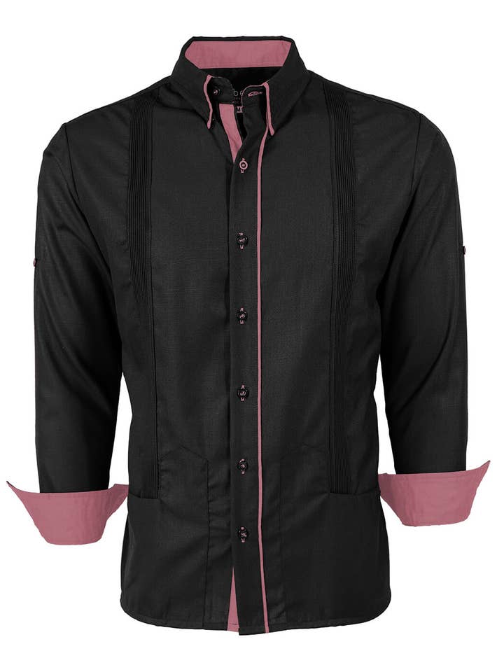 Y.A.Bera Clothing Modern Guayaberas - Wholesale Button Down Shirt - Men's - Couture Black Clásico Norteña Guayabera4