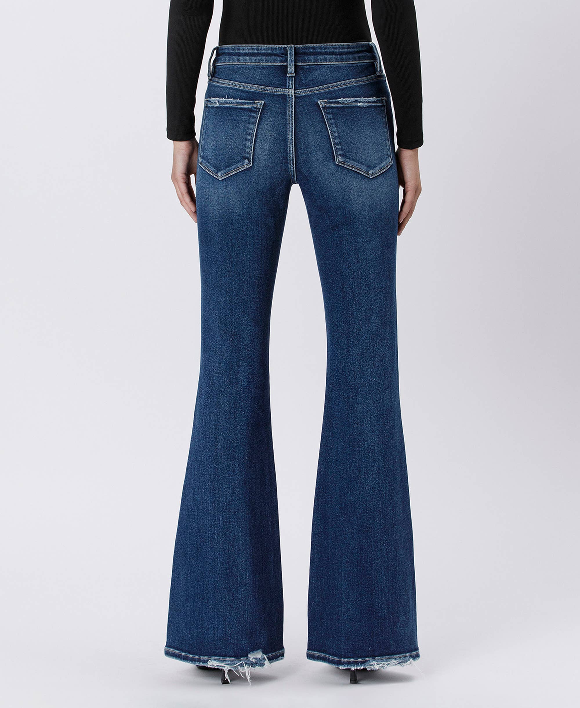 CALLE DE CANTO JEANS ACAMPANADOS LARGOS DE TALLE ALTO LV1524 de venta al por mayor en Faire1