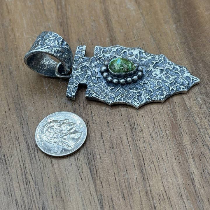 Native City Jewelry - Wholesale Individual Charm/Pendant - Navajo Silver Sonoran Gold Turquoise Arrowhead Pendant Tufa Cast By Merle House4