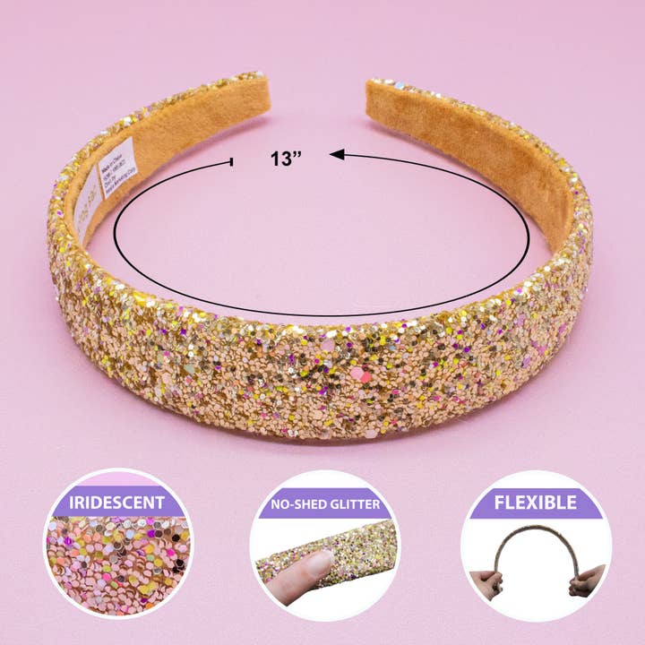 Frog Sac - Wholesale Fashion Headband - Kids - Tapered Chunky Glitter Headband4