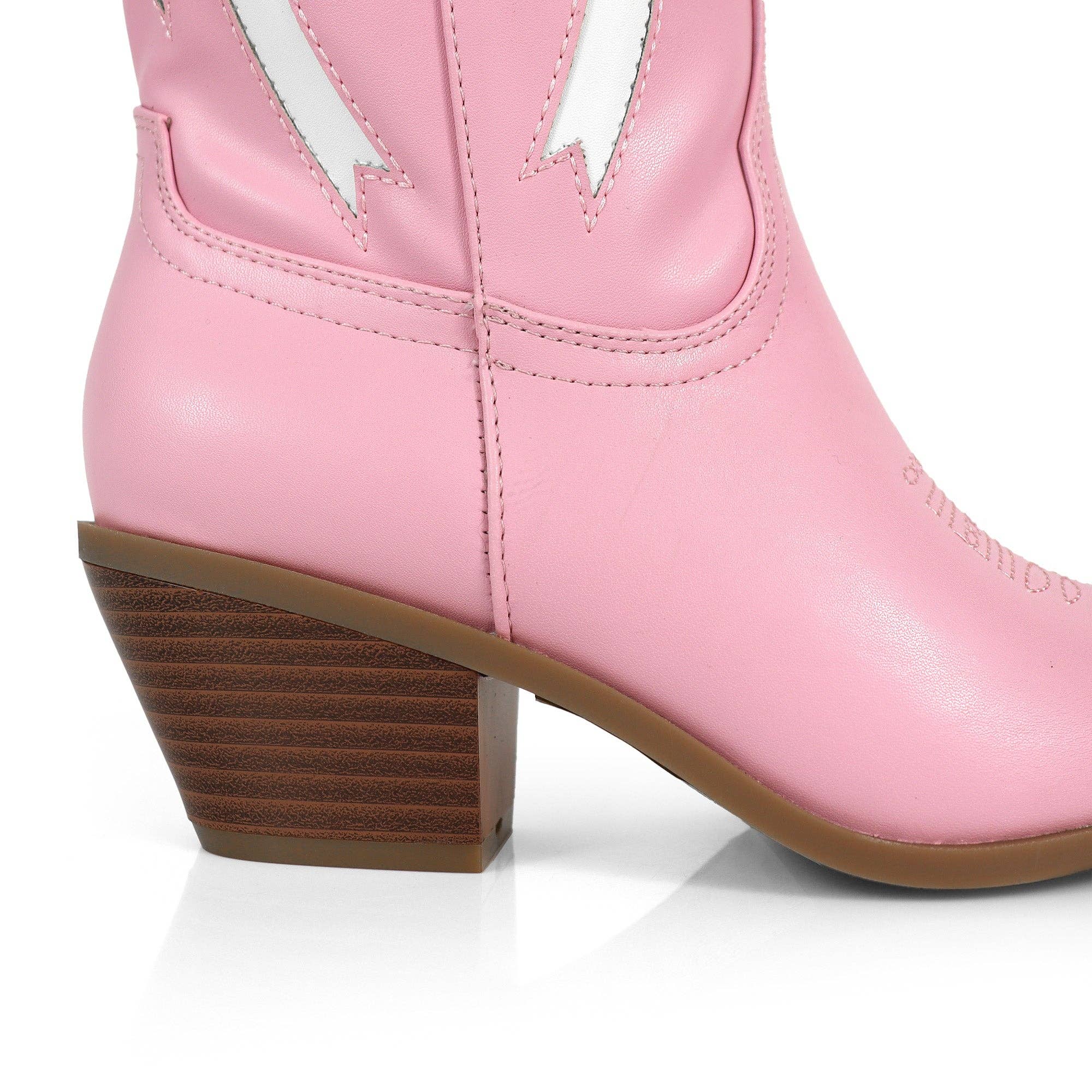 Rose TRUETT-1 BOTTINE DE COWBOY OCCIDENTALE AVEC DÉTAIL NŒUD ROSE en vente sur Faire1