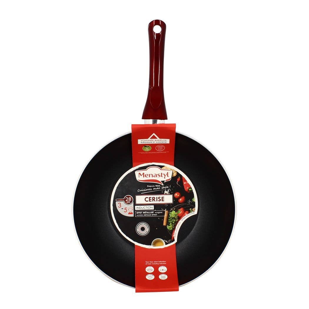 Menastyl - Wholesale Wok - 28cm CERISE aluminum wok - induction compatible1