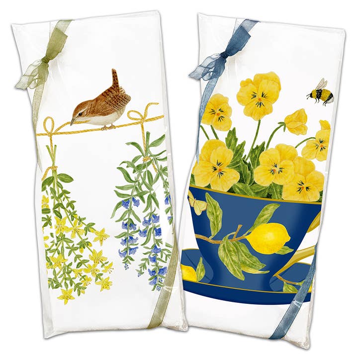 Alice's Cottage – wholesale Tea towel – Single Flour Sack Towels Packaged SP-514 Cat N Bike