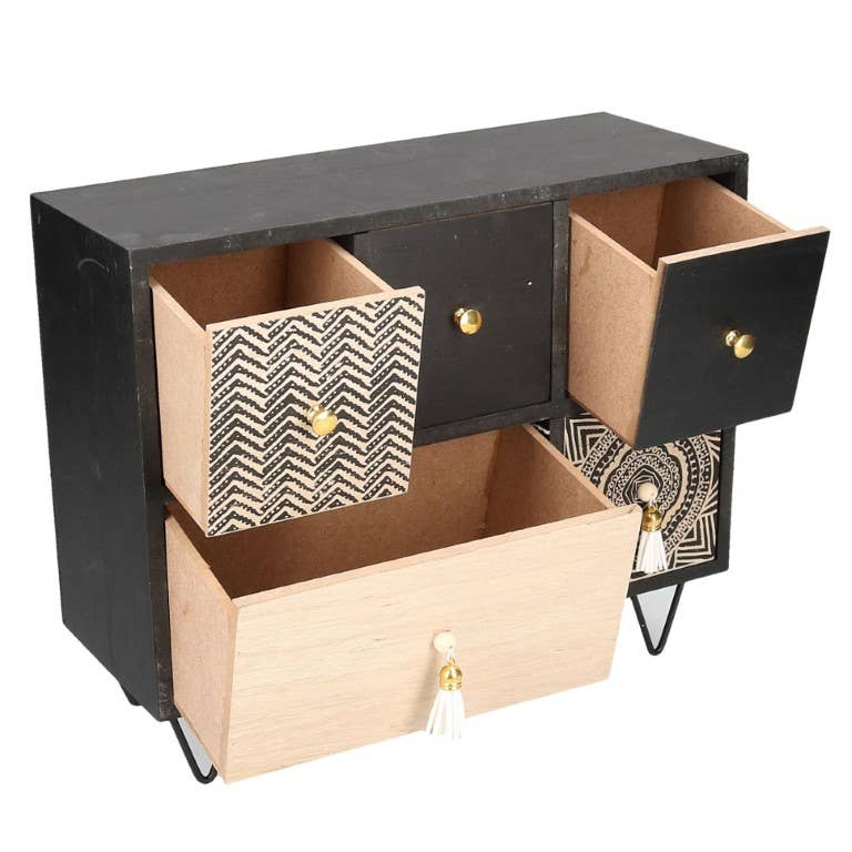 Vacchetti – Engroshandel Skrivebordsindretning – Rektangulær Maori Træopbevaring med 5 Skuffer2