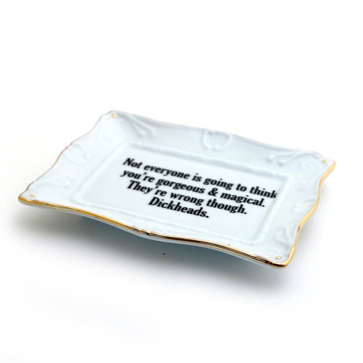 Lenny Mud - Wholesale Jewelry Dish - Porcelain tray with gold rim, Gorgeous and Magical, Funny2