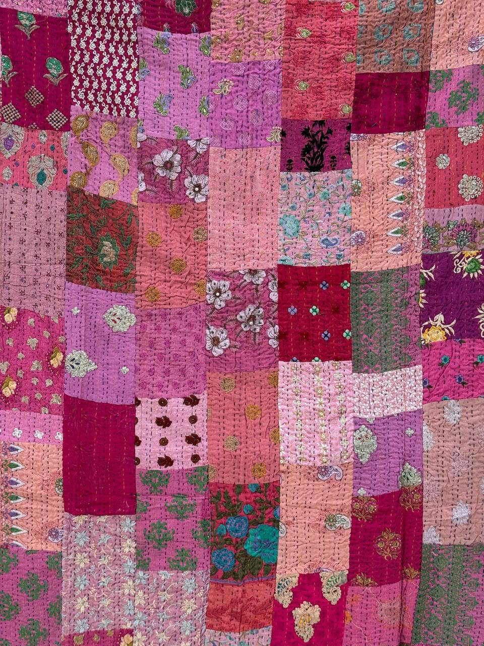 Bhawana Handicrafts - Wholesale Throw blanket - Kantha Stitched Patchwork Embroidery Quilts Cotton Bedspread1