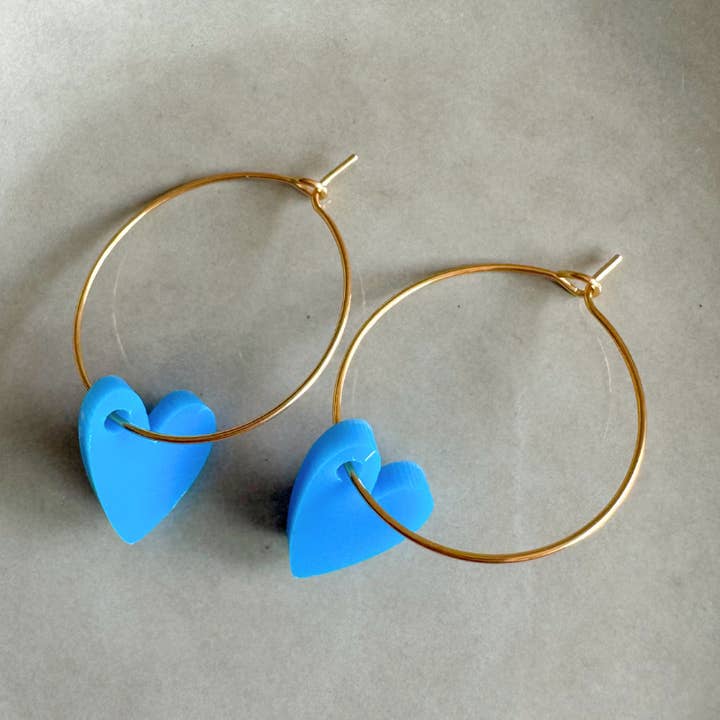 Brincos Argolas Lume Charms | Coração Azul por atacado de vanMauZ