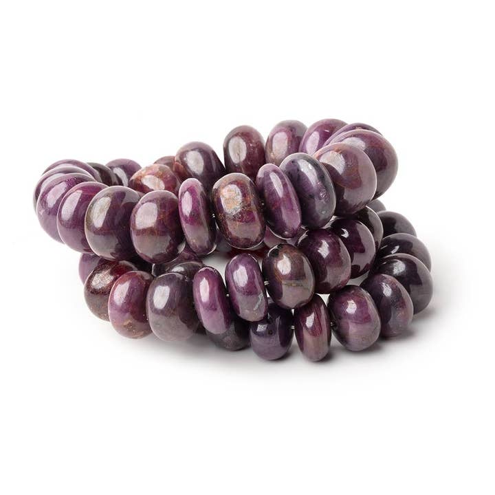 Perles rondelles en rubis uni de 6,5 à 13,5 mm, 16 pouces, 57 pièces pour la vente par Beads of Cambay