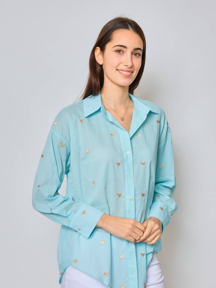 Einfarbiges Hemd mit Herz für den Großhandel von KY CREATION PARIS