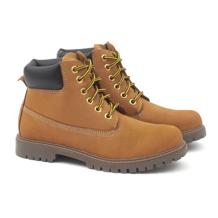 Bottines en cuir moutarde W-Nuffy-Mustard pour femmes pour la vente par Harris Hawk