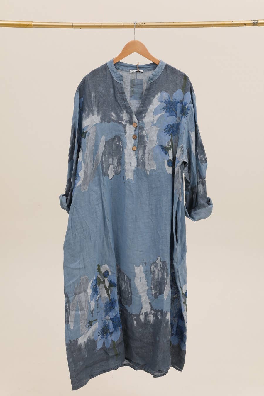 Lea & Luc - Grandes Tailles - Wholesale Dress - Women's - Floral print dress in 100% Linen REF. 7223017