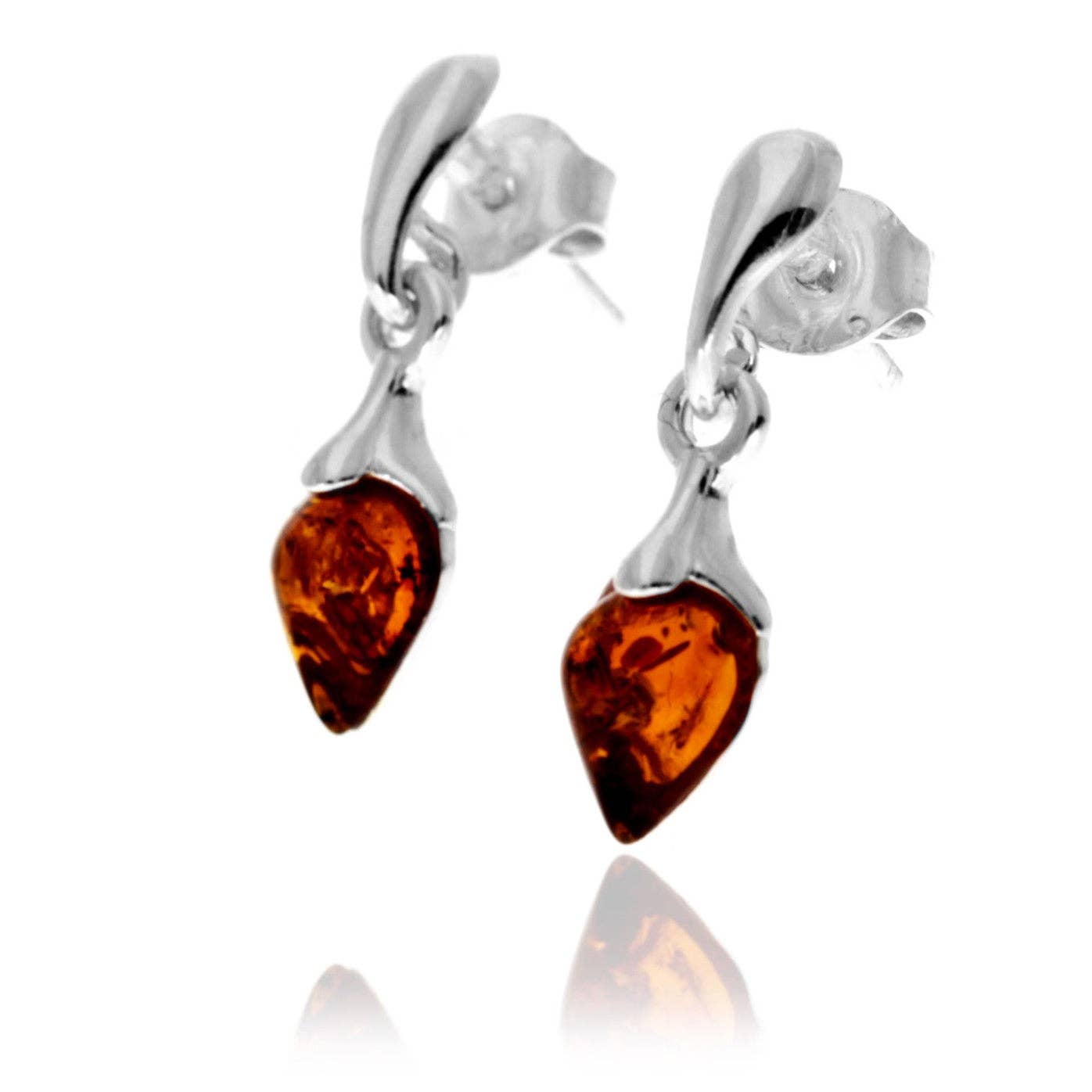 SilverAmber Jewellery - Venta al por mayor Pendientes colgantes - Pendientes de Plata de Ley 925 y Ámbar Báltico Genuino en Forma de Lágrima - GL10497