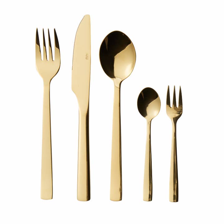 Raw Cutlery Gold Color Coating 60 stuks. Set 12 X Mes voor wholesale door Aida A/S