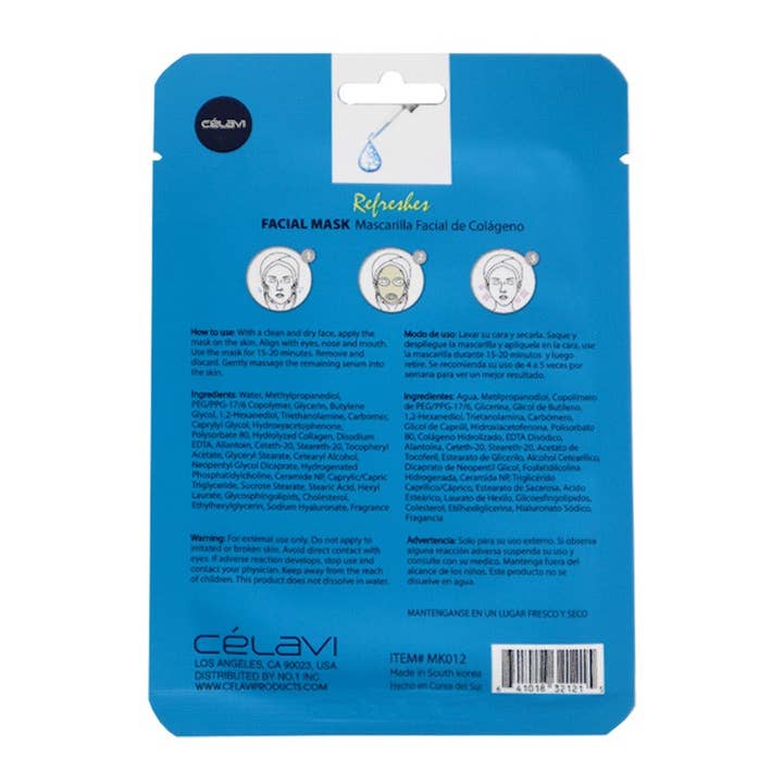 PINEAPPLE Beauty - Wholesale Skincare Face Mask - Celavi MK012 Collagen Facial Mask Refreshes - 24pc