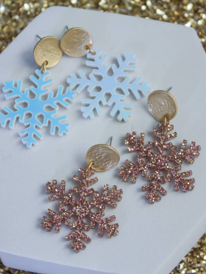 Snowflake Acrylic Earrings for wholesale by Wondermint Goods