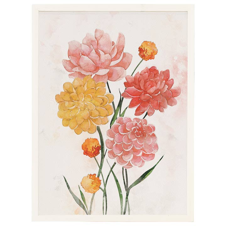 Sincere Surroundings – wholesale Art print – Pink Yellow Flowers - Thin Frame Rectangle