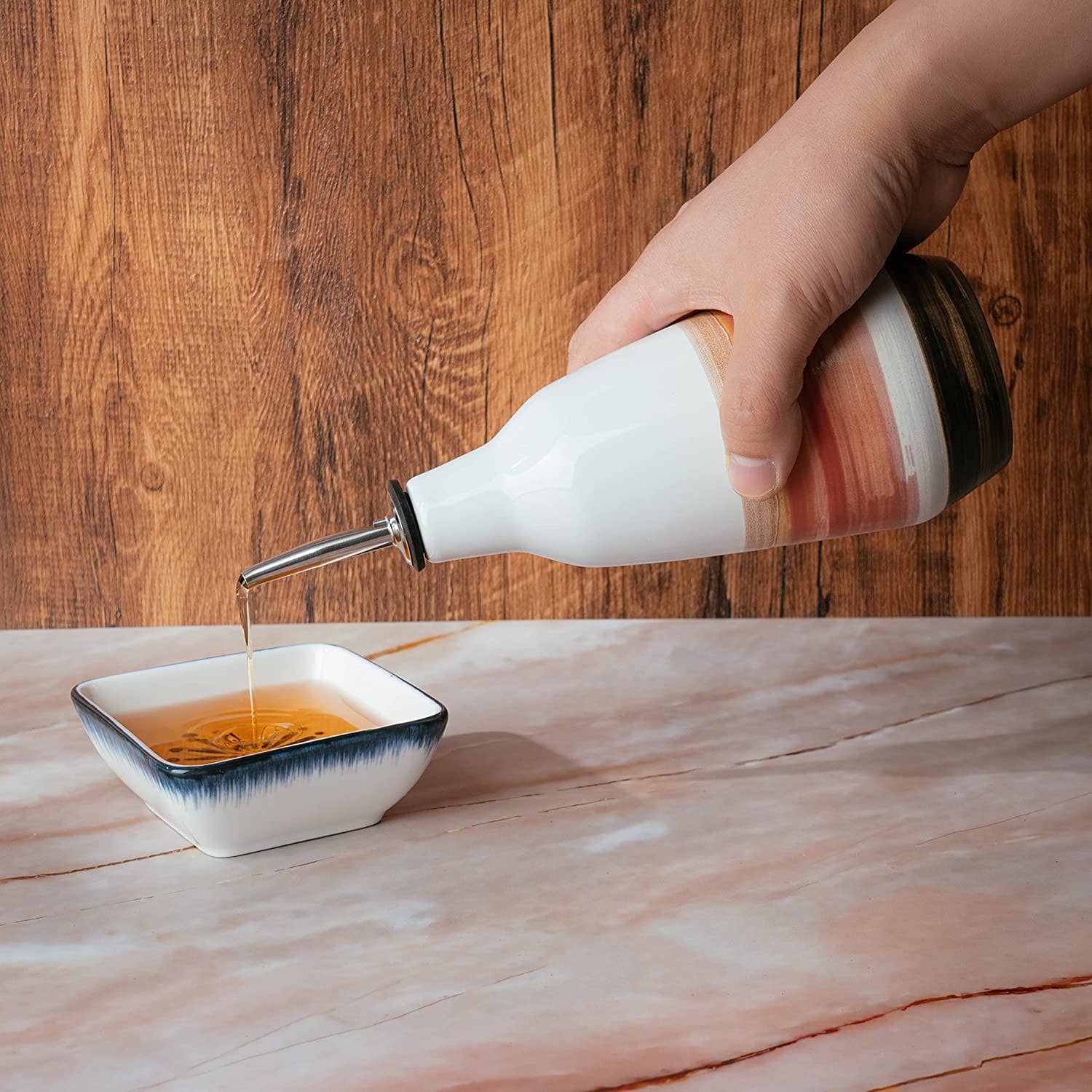 The Wine Savant /  Khen Glassware - Wholesale Oil/Vinegar Dispenser - Gute Cruet Ceramic Olive Oil Dispenser Bottle - 400ml2