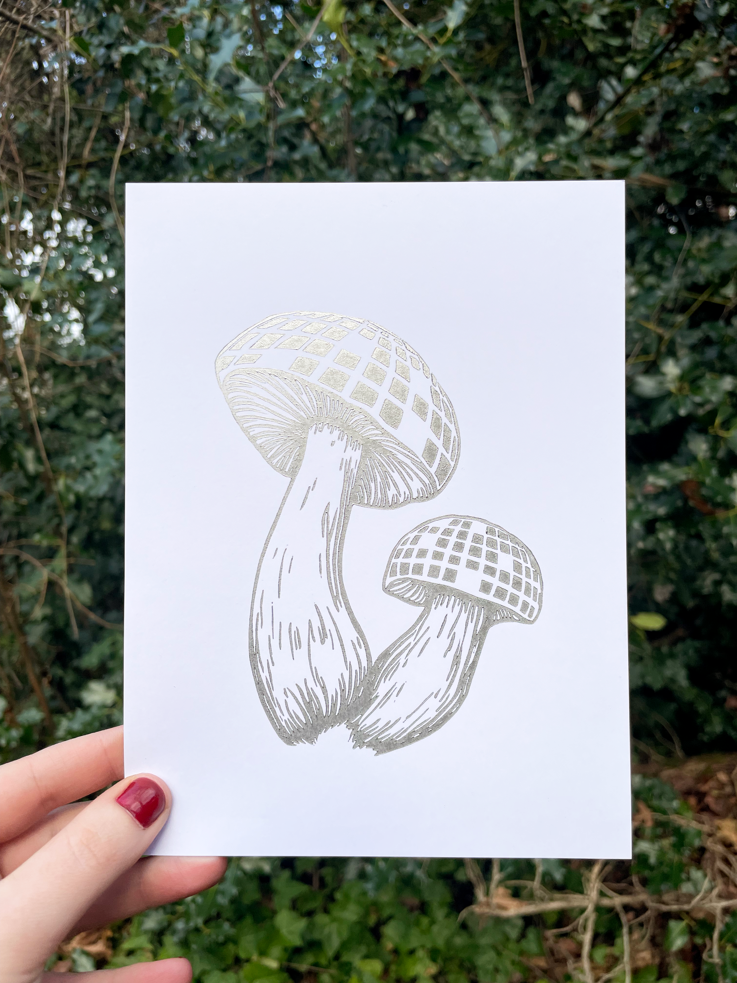 Augury Press – wholesale Konsttryck – Disco Mushroom Linocut-tryck2