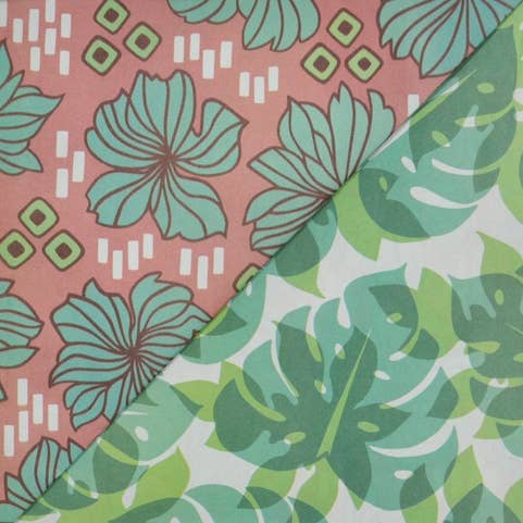 Wrappily Eco Gift Wrap Co. - Wholesale Flat Wrap - Retro Bloom/ Monstera Shadow • Reversible Eco Wrapping Paper3