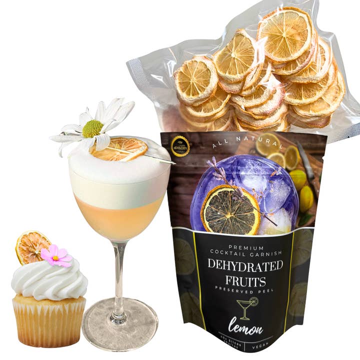 Dried Lemon Slices | 40± Slices | Preserved Peel Premium DRIED FRUITS for Luxury Cocktail Garnishes for Bars and Home Hosts. for wholesale by PRESERVED PEEL