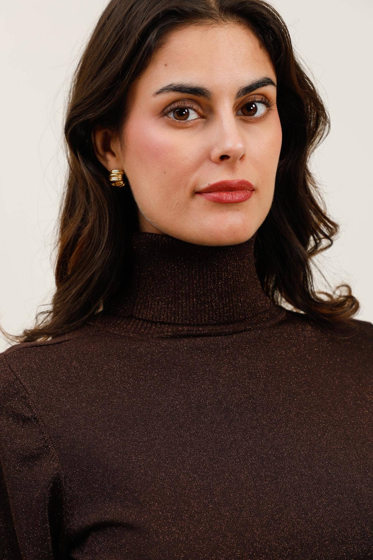 CHOKLATE PARIS – Pulôver - Mulher por atacado – Suéter gola alta em malha de Tencel e lurex - 880918