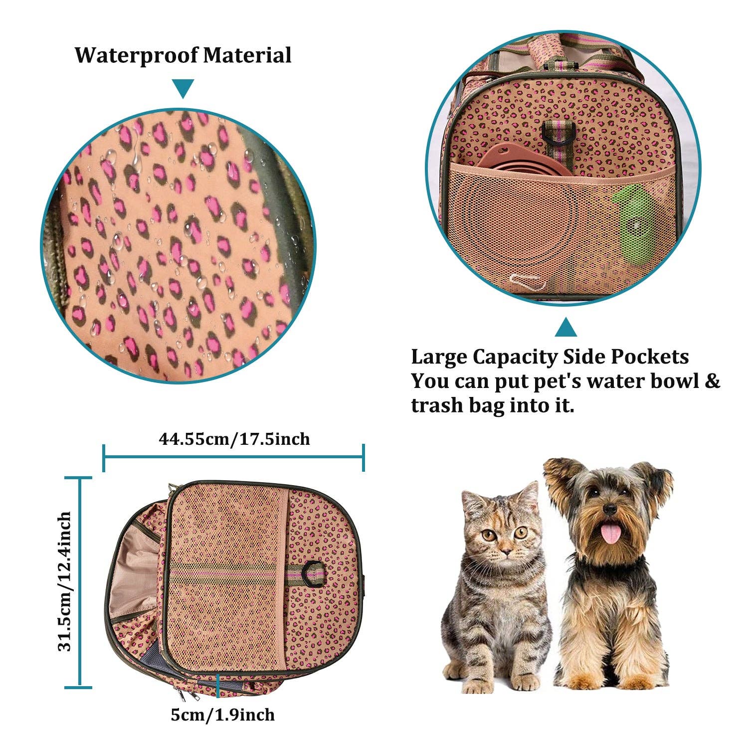 Jespet - Wholesale Pet Carrier - Cat/Dog - GOOPAWS Soft-Sided Travel Small Dog & Cat Carrier Bag, Orange Cheetah4