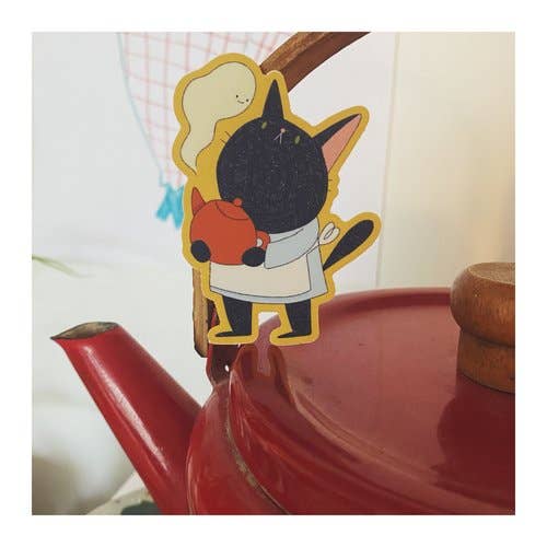 Sydney Warnes - Wholesale Sticker - Ghost-Tea Cat Sticker2