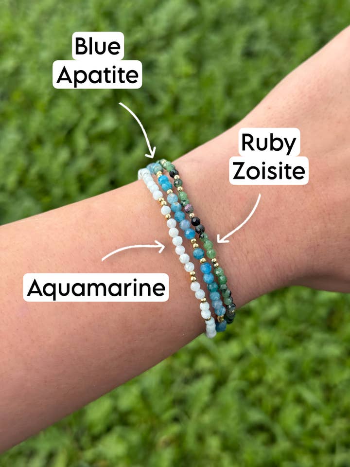 Natural Beaded Crystal Bracelet Faceted with Gold Beads for wholesale by Allies Crystals