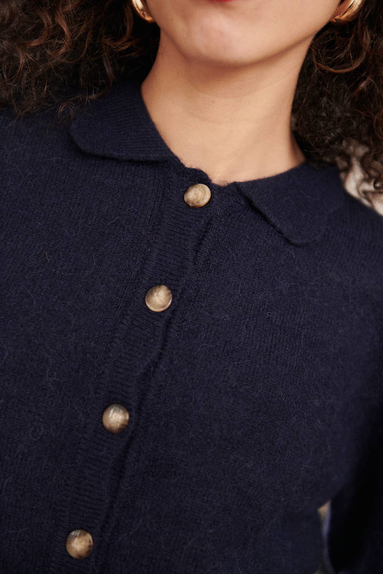 Nathael Paris – Cardigan - Mulher por atacado – Cardigã de alpaca e lã com gola festonada13