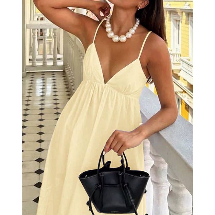 Yellow Slip resort maxi swing dress for wholesale on Faire
