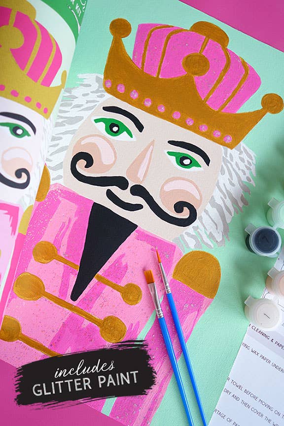 JM Design Studio - Wholesale DIY Craft Kit - Pink Nutcracker Paint by Number Kit with Glitter Paint3